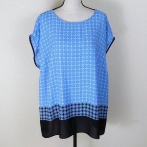 Vince Camuto Plus Size Blue and White Top Size 2X
